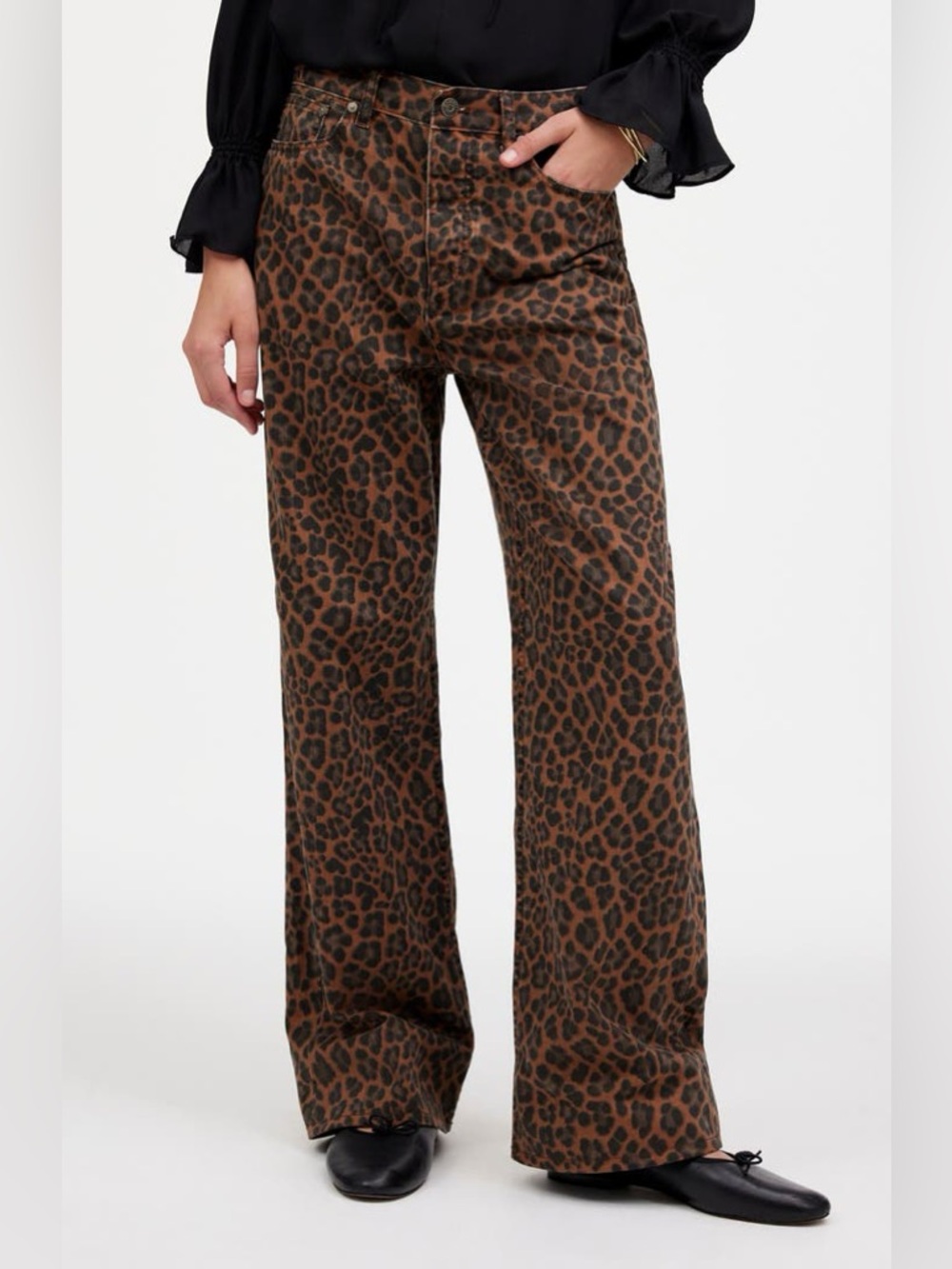 Madewell Leopard Print Low Slung Baggy Jeans